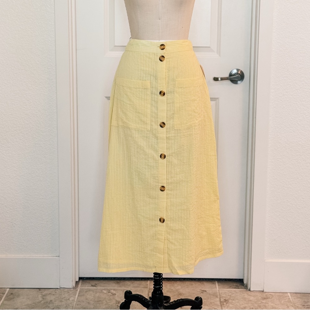 BILLABONG Yellow Button-Down Midi Skirt with Pockets size Small Medium